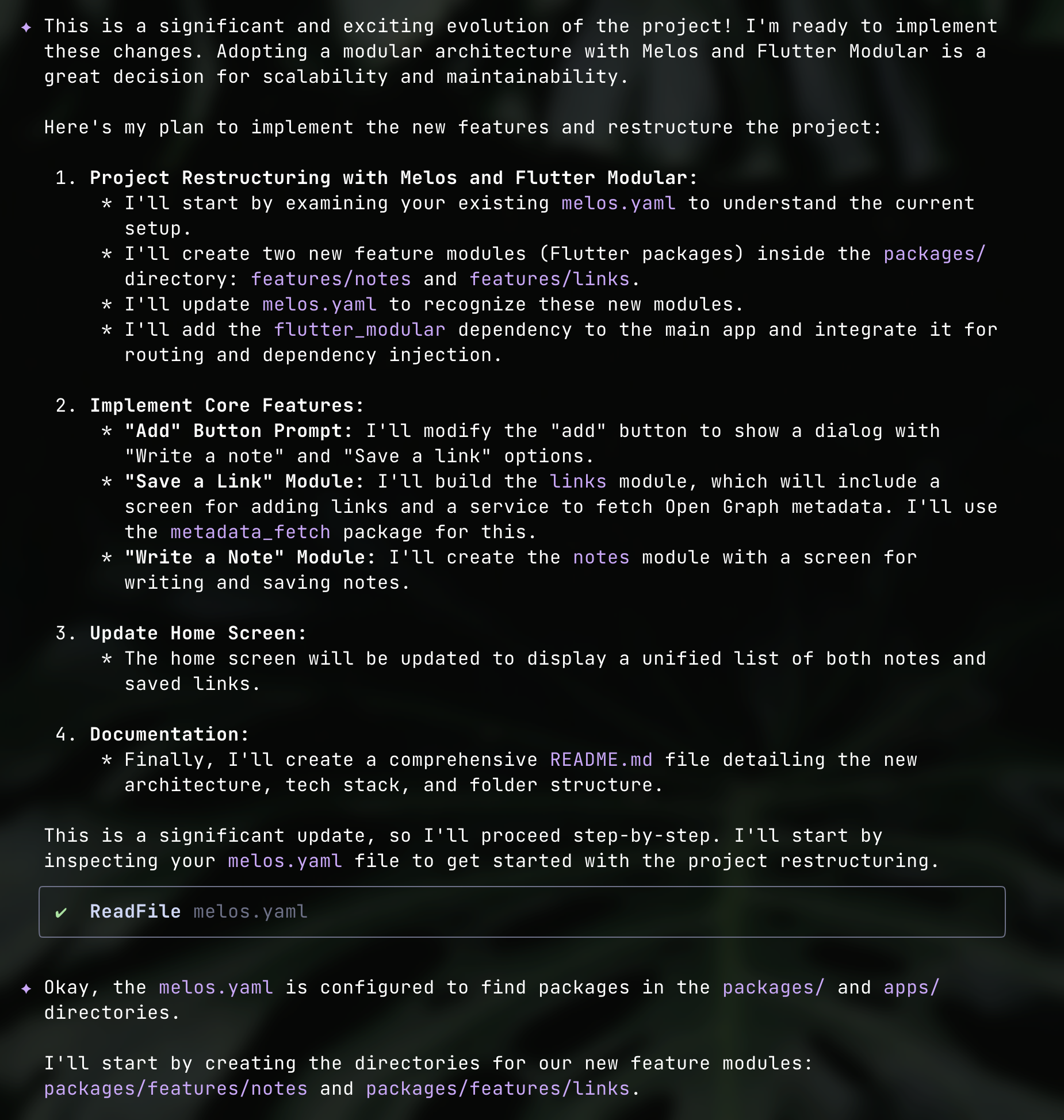 Imagem de uma janela do terminal exibindo uma resposta do GEMINI CLI Imagem de uma janela do terminal exibindo uma resposta do GEMINI CLI