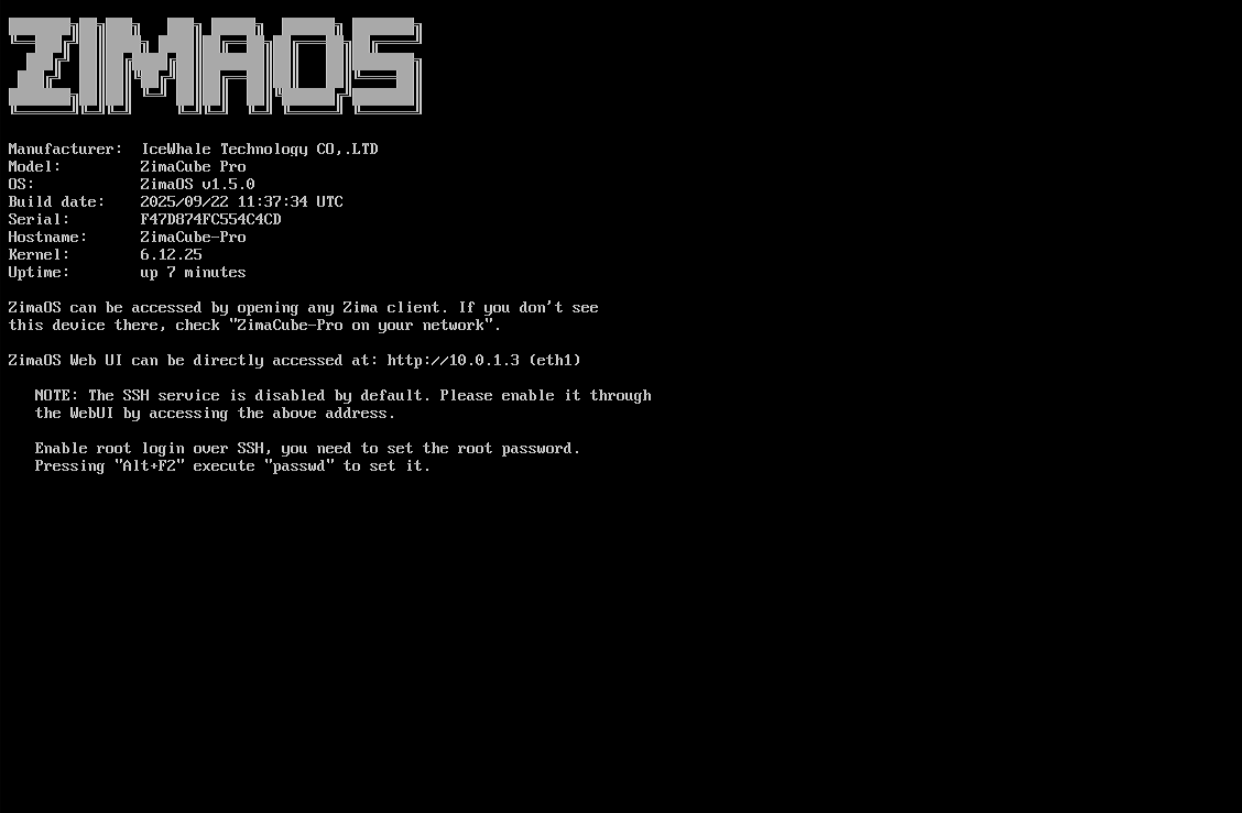 Print do terminal zimaos Print do terminal zimaos