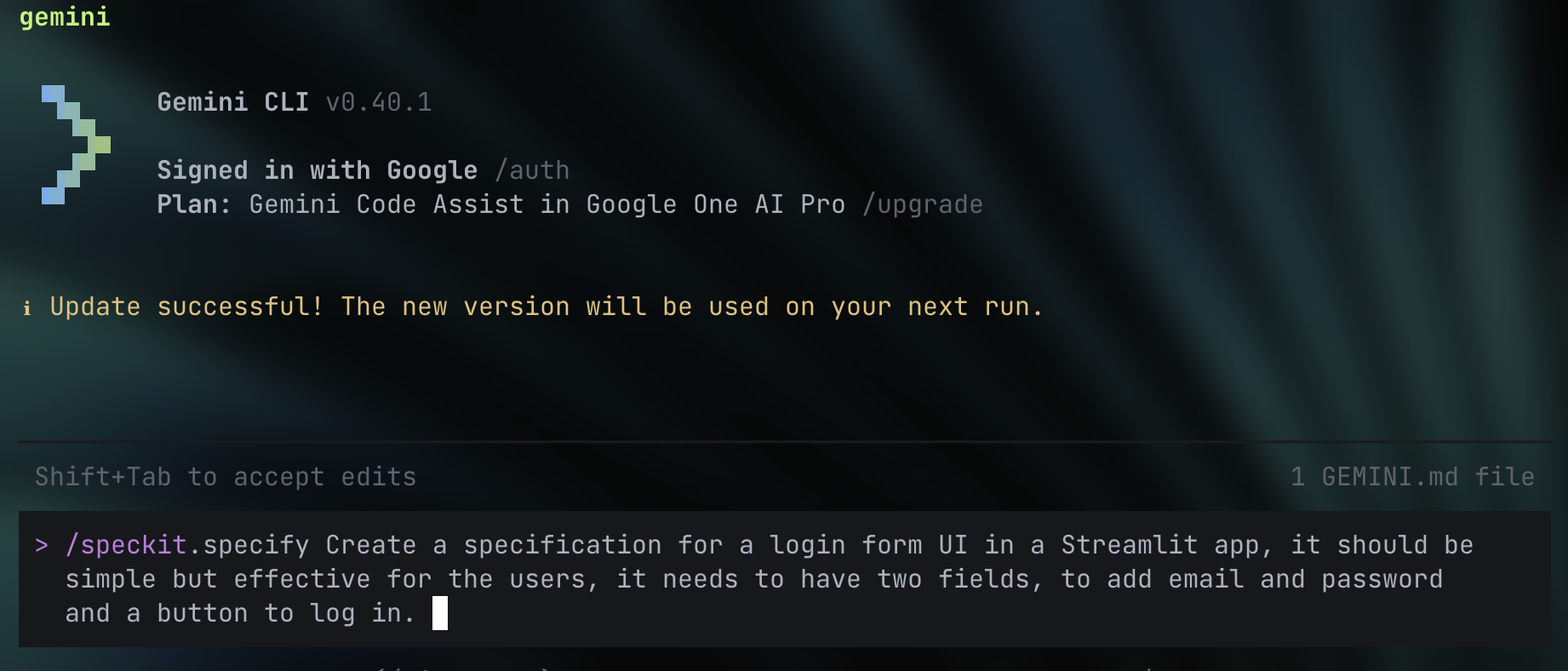 Image representing a CLI window with an example of Spec-Kit Image representing a CLI window with an example of Spec-Kit